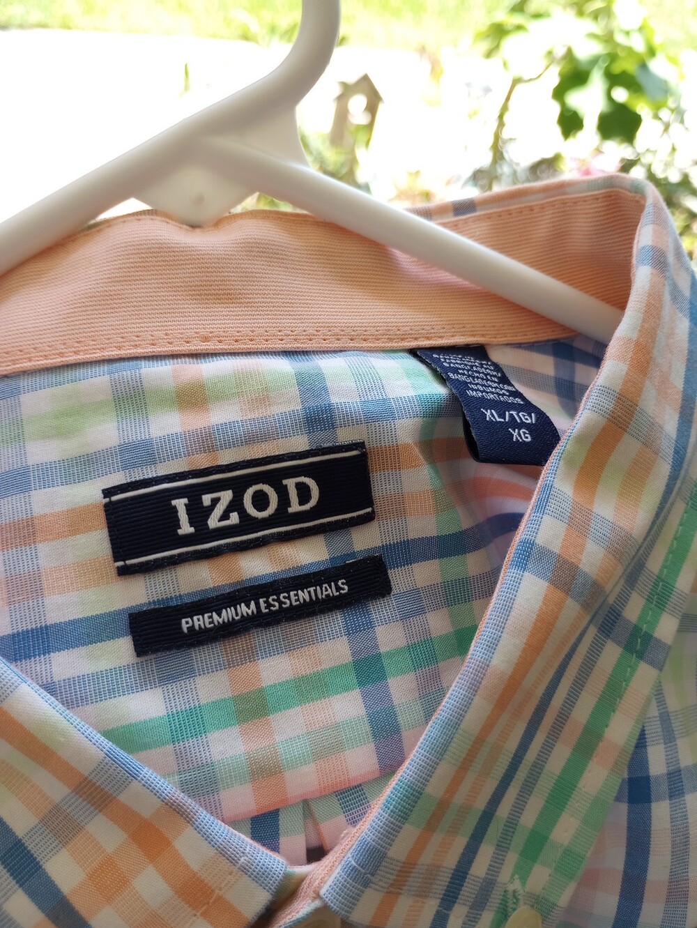 Izod Pastel Plaid Button-Down Shirt in Blue, Green, Peach, White
